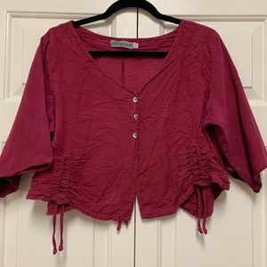 Blue Fish Cropped Ruched Cardigan Layering Top